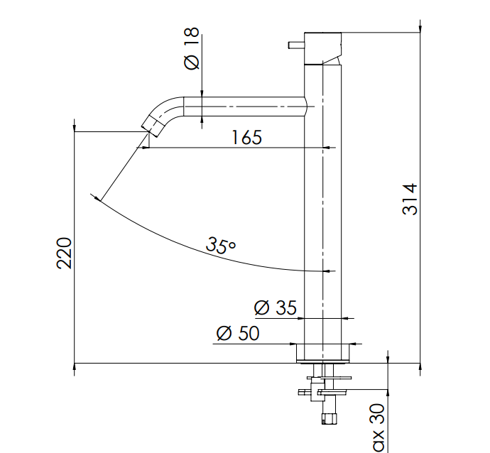 LUNA MISCELATORE LAVABO ALTO